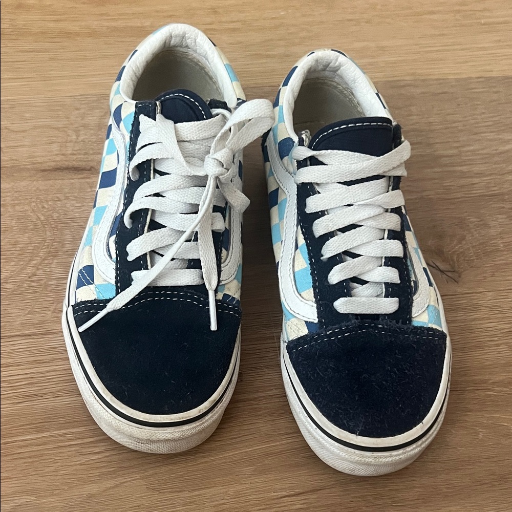 Vans Blue and White Checkered Sneakers